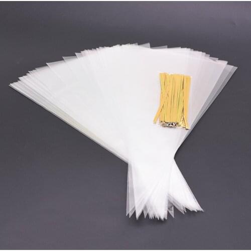 50pcs Gift Bags Cones Transprant Plastic Bag Candy Bags Kids Birthday Party Decoration Easter Party Decorations