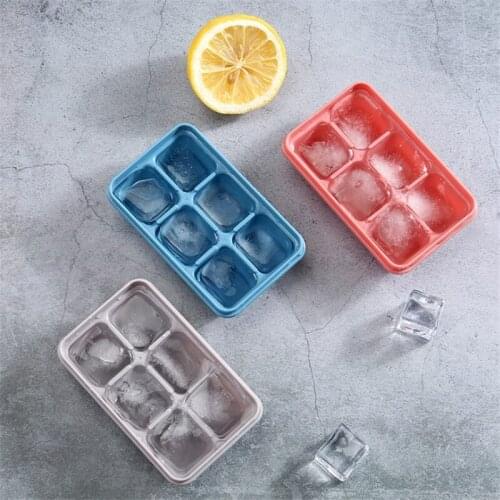 6 Grid Silicone Ice Tray Mould With Lid Ice Cube Mold Square Shape Freezer Maker Ice Cream Maker Kitchen DIY Tool