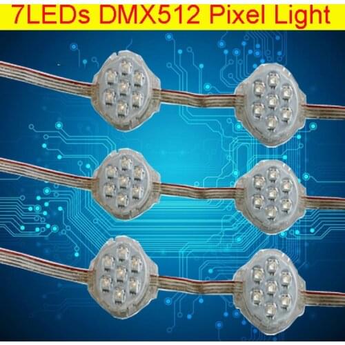 7 leds SMD5050 DMX512 led module for Outdoor building decoration 50mm Full Color Pixel Module DC24V IP68 Waterproof poing light