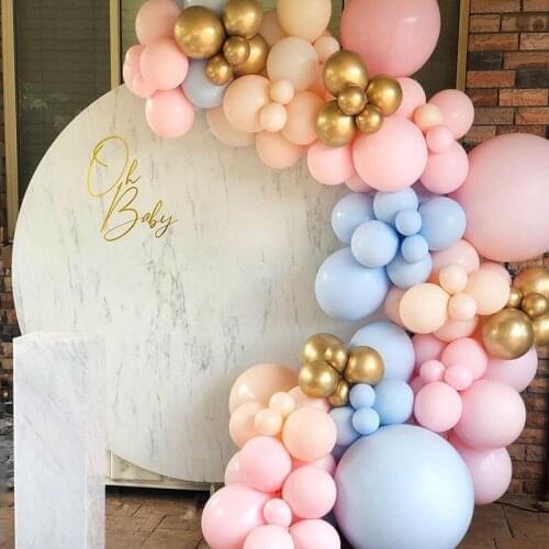 98pcs Macaron Pink Blue Arch Garland Kit Chrome Gold Wedding Balloons For Birthday Baby Shower Party Decoration Supplies