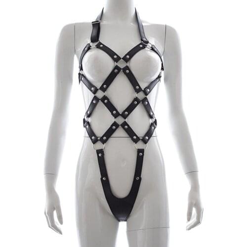 SM Women Bdsm Bondage Pu Leather Straps Sex Slave Bandage Restraint Lingerie Open Bra Flirting Set Sex Products Accessories