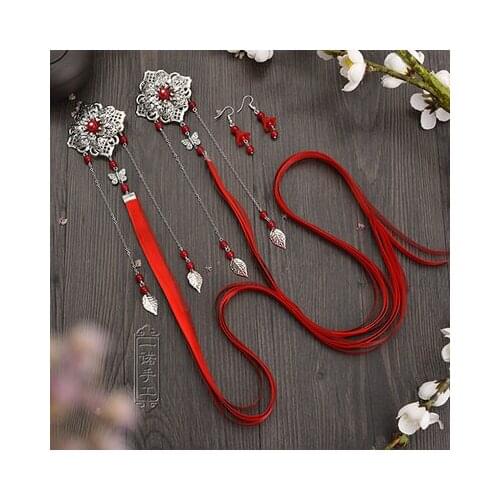 Antiquity loaded with jewelry COS Chinese headdress fringed ribbon for hair accessories folder side folder hairpin tassels