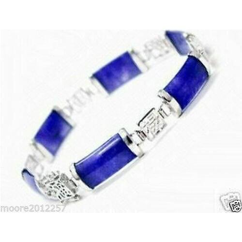 Hot sale new Style >>>>Charming Fashion Jewellery Blue stone solid silver Bracelet 7.5"