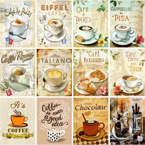 Huacan Diamond Painting New Arrivals Coffee Mosaic Cup Farmhouse Home Decor Embroidery Scenery Handmade Gift