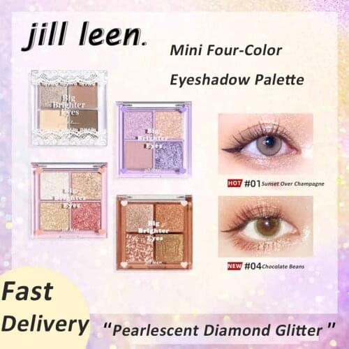JILL LEEN Portable Mini Eyeshadow Palette Shimmer 4 Color Pigmented Glitter Eye Shadow Women Maquiagem Cosmetic Dropshiping