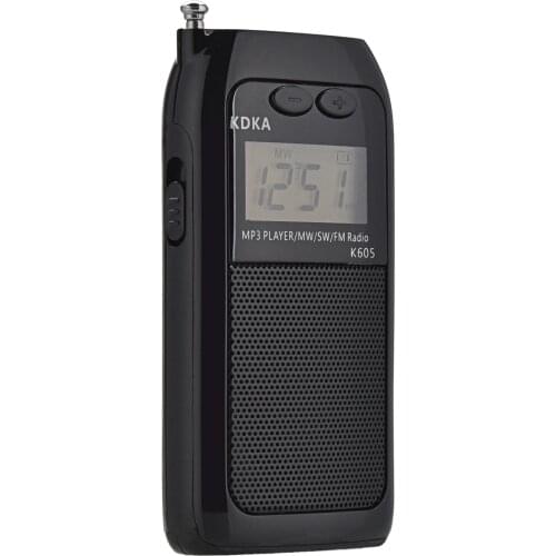 K605 Mini Pocket Radio STEREO FM AM SW MW Digital Tuning Radio Receiver MP3 Music Player Rechargeable Battery Portable Radio