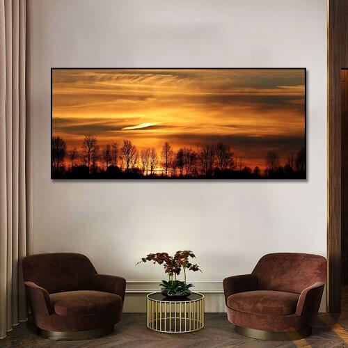 Modern Abstract Landscape Canvas Painting Sunrise Seascape Posters and Print Cuadros Wall Art Picture for Living Room Home Decor