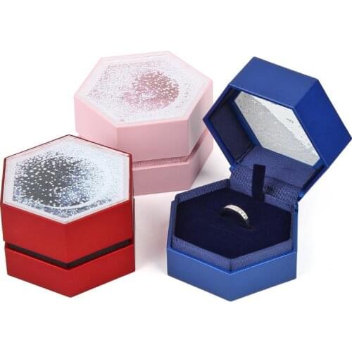 Jewelry Storage Box Proposal Ring Gift Box Hexagonal Quicksand Jewelry Collection Box
