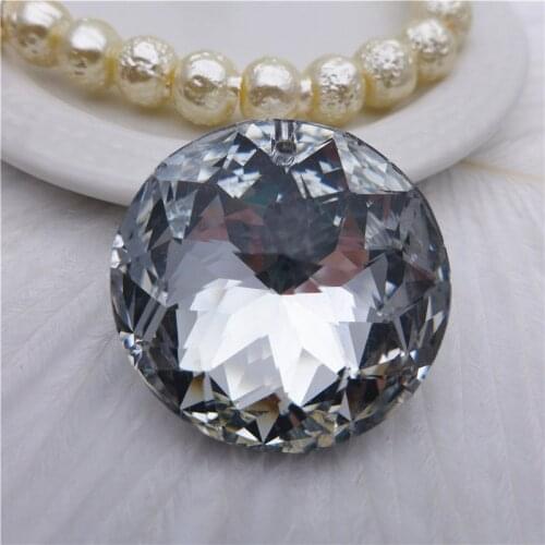 Round cake pie shape glass pendant 30mm silver necklace crystal chandelier accessories jewelry DIY finding lamp spark 12pcs PY41