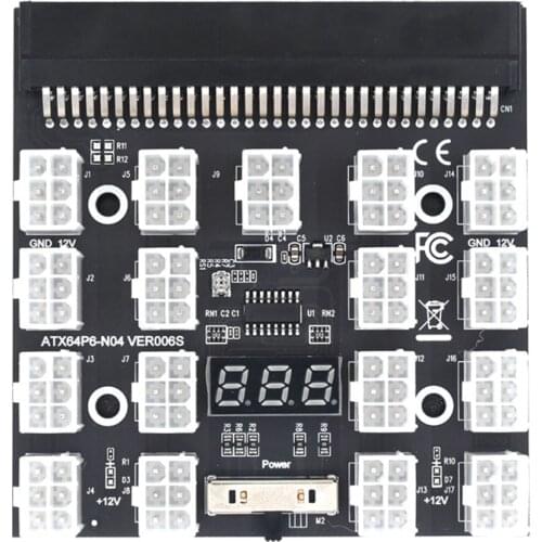 HOT-Breakout Board 17 Port 6Pin LED Display Power Module Server Card Adapter for HP 1200W 750W PSU GPU Miner Mining BTC ETH