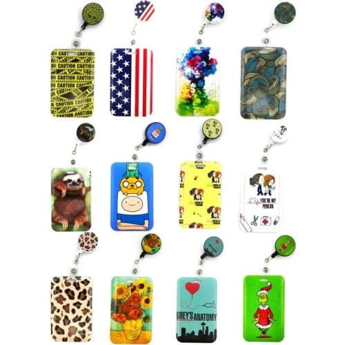 Cartoon Retractable Badge Reel Lanyards Nurse ID Business Credit Card Work Card Badge Holder Office Student Clips Card Cover Bag