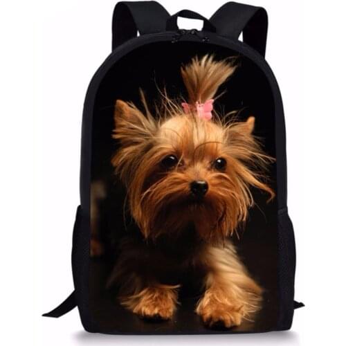 Cute Puppy Yorkshire Terrier Print School Bags for Girls Children Backpacks Schoolbag Mochila Bookbag Kids Baby Bags