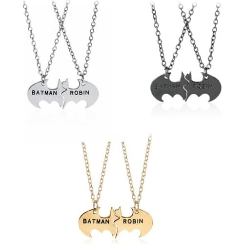 Trendy BAT ROBIN Best Friends Personalized Necklace Friendship Pendant For Gifts 3 Colors Option Wholesale 12sets/lot