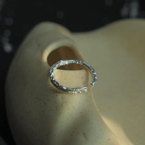 Morivovog 925 Sterling Silver Irregular Texture Thin Rings for Women Elegant Minimalist Small Chic Keel Rings Fashion Jewelry