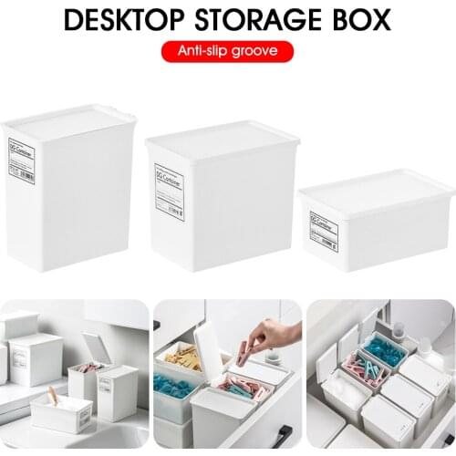 Desktop Storage Box Organizer with Flip Top Detergent Container Accessories Holder for Home Bathroom Bedroom Office