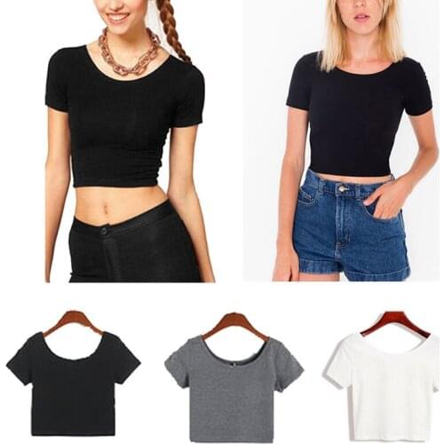New Fashion Women Sexy Short Sleeve Crop Tops Yoga Casual Blouse Vest T-Shirt