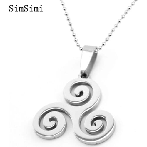 Pendants Necklace Stainless Steel Triple Spiral Charm Triskel Inspired Necklaces Women High Quality Gifts for your love 10pcs