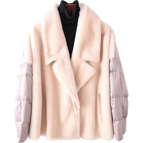 Genuine Wool Fur Jacket Coat Parkas Down Lining Autumn Winter Women Fur Outerwear Coats LF9062