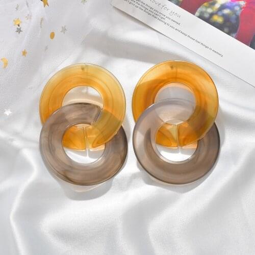 Handmade Popular Colorful New Hot Fashion Long Round Acrylic Resin Lock Full Hole Drop Earrings For Women Statement Jewelry