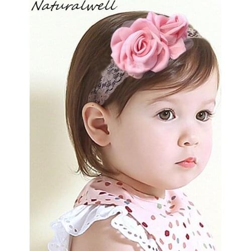 Naturalwell Baby Girls Large Burned Satin Flowers Headband Satin Rose Headbands Handmade Burned Edges Flower Hair Band 1pc HB053