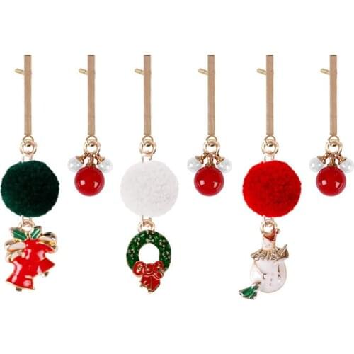 Christmas Series Earrings Classic Red Pompom Garland Bell Snowman Asymmetrical Earrings Fashion Alloy Jewelry New Year Gift
