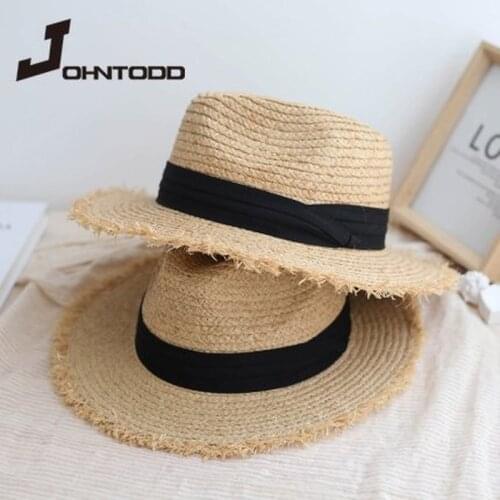 Brand New Fashion Summer Wide Brim Raffia Straw Hats Floppy Sun Hat for Women Big Brim Panama Lady Beach Hats Cap Chapeau Femme