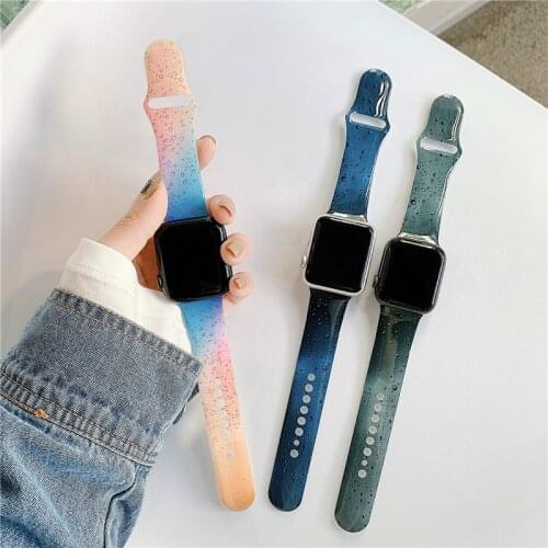 Raindrops Printed Silicone Strap for Apple Watch Band 44mm 40mm 38 42mm Rainbow Bubbles Band for Iwatch1 2 3 4 5 6 Bracelet Belt