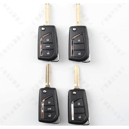 DAKATU Flip Folding Remote Key Shell for Toyota Levin Camry Reiz Highlander Corolla Key Case 2/3 Buttons Toy48 Toy43 Blade