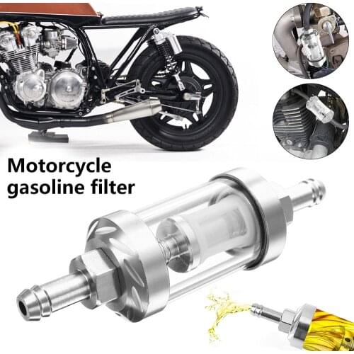 Universal 8mm Motorcycle Fuel Filter Petrol Inline Car Fuel Filter Washable Aluminum Alloy Scooter Parts Motorbike Accessories