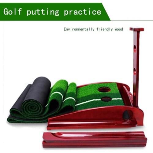 PGM High Quality Solid Wood Putter Exerciser Indoor Golf Swing Practice Outdoor Sports Portable 3/3.5 M Practice Blanket Kit Pad