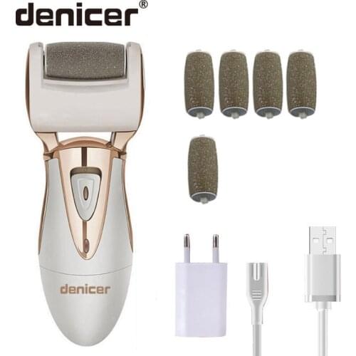 Gold rechargeable top electric pedicure tools foot file electric VS pedicure file foot care tool +5 roller heads