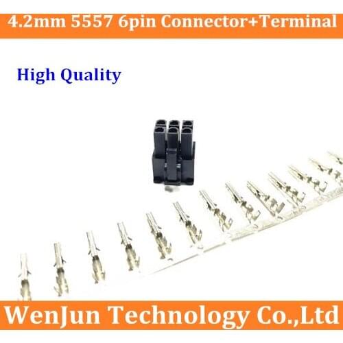1000PCS ATX/EPS PCI-E GPU 4.2mm 5557 6Pin 6 pin 2*3pin male connect set with 6000PCS 5559 female terminals crimp pin FREE EMS