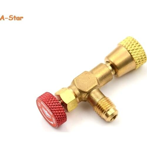 13*7*5cm R410A Refrigeration Air conditioning Valve Safety Adapter 1/4" SAE Male to 5/16" SAE Famale Charging Hose Valves