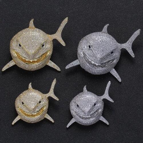 2 Sizes Bling Bling Zircon Necklace CZ Brass Pendants Men Hip hop Jewelry CN235