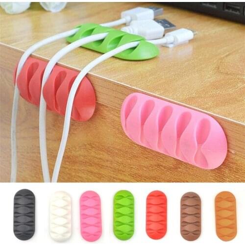 2pcs Silicone USB Line Manager Earphone Data Cable Lines Winder Desk Organizer Tidy Management Holder Cable Clamp