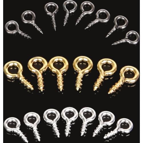 300pcs Mini Eye Pins Eyepins Hooks Eyelets Screw Silver Gold Clasps Hooks Jewelry Findings DIY Beaded Pendant Accessories 8/10mm