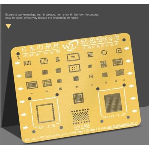 6pcs WL BGA Reballing Gold Stencil Plant Tin Mesh For iPhone 5/5S/6/6S/6SP/7G/7P/8/8P/X/XS/XS MAX/XR