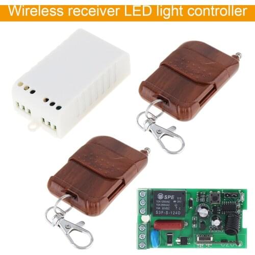 AC220V RF Wireless Mini Switch Relay Receiver Remote Controller with Two Remote Controls for Light Switch Home Garage doors