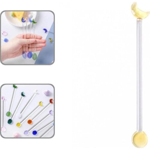 Ornamental Great Half-moon Shape Cocktail Stirring Spoon Two in One Swizzle Stick Comfortable to Grip for Home