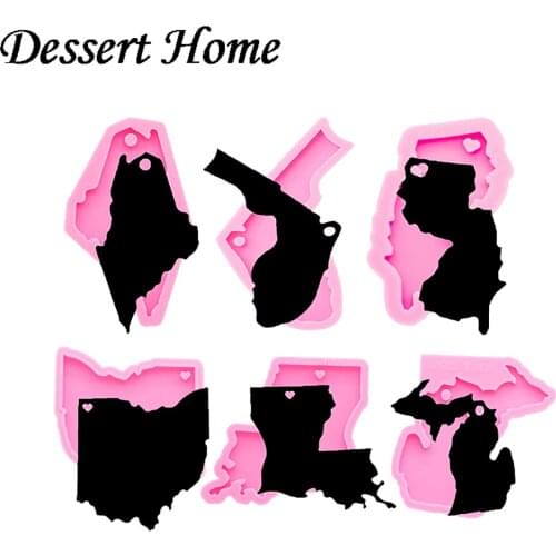 DY0200 US 50 States Map Shape Epoxy Resin Molds For DIY Jewelry Keychain Necklace Shiny Glossy Wholesale Silicone mold