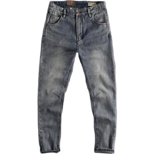 West American Style Autumn Fashion Denim Pant Heavy Weight Vintage Jeans Men Washed Retro Loose Casual Trouser