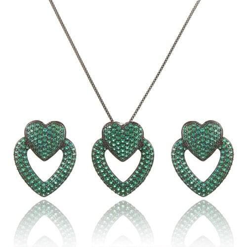 GODKI 2020 Gorgeous Luxury Cute Heart Pendant Necklace Earrings Jewelry for Bridal Wedding Jewelry Sets Hot Women Daily Party