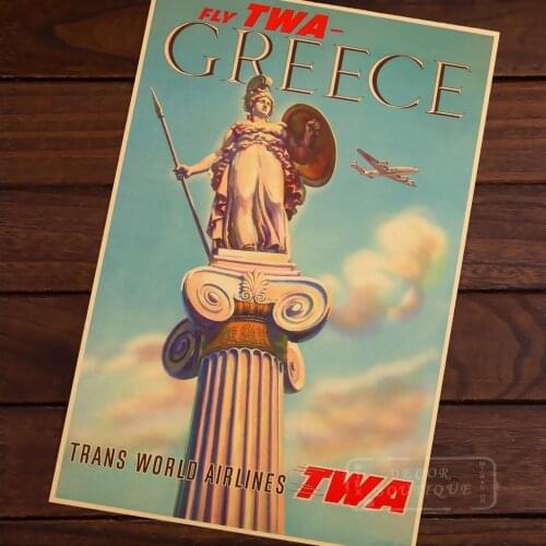 Greece Statues Room Frame Vintage Kraft Decorative Poster DIY Wall Canvas Painting Sticker Delicate Home Bar Decor Gift