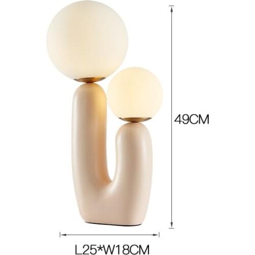 Study Kids Night Lights Office Art Simple Bedroom Bedside Postmodern Pink Resin Frosted Glass Ball Decoration LED Table Lamp
