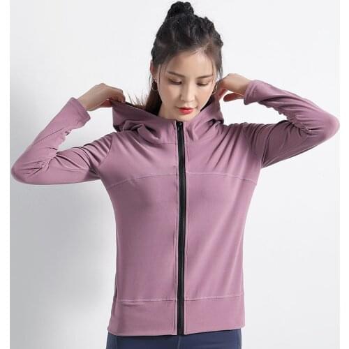 Yoga Crop Top Autumn Winter New Sports Jacket Womens Elastic Zipper Running Hooded Long Sleeve Mujer Camisetas