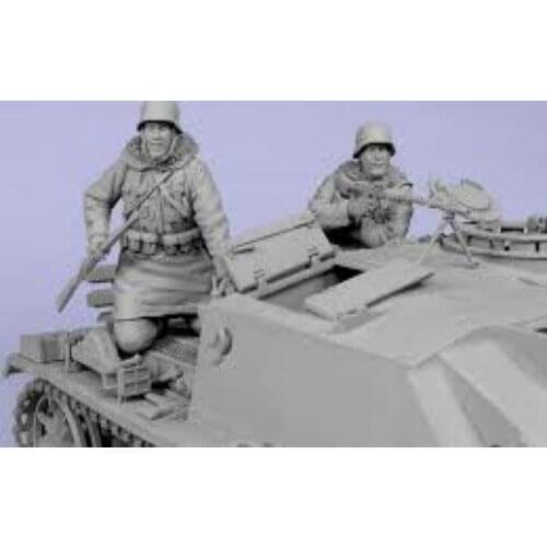 1:35 Scale Die-cast Resin World War II German Tank Soldiers 2 Character Scenes Need To Be Assembled And Colored By Themselves