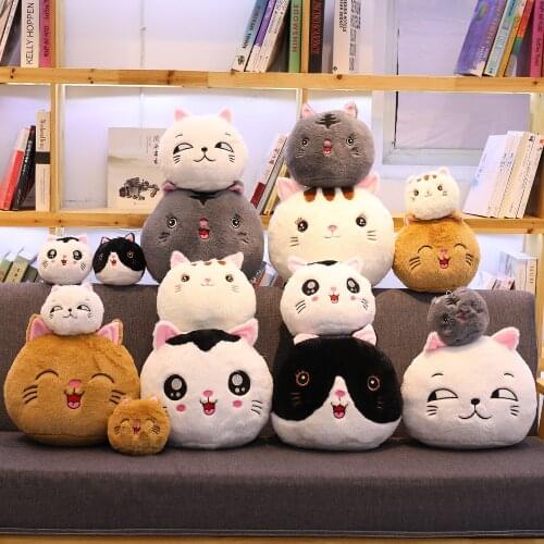25/35cm Kawaii Round Cat Plush Toys Stuffed Cute Cat Doll Lovely Kitty Ball Soft Cartoon Toys for Children Girls Christmas Gift