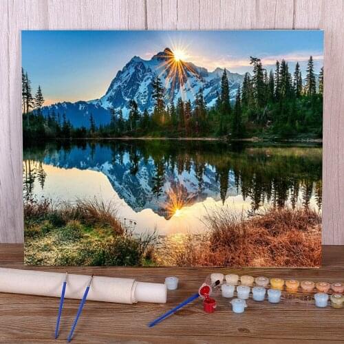 Nature Landscape Painting By Numbers Complete Kit Acrylic Paints 40*50 Canvas Painting Decorative Paintings For Wholesale