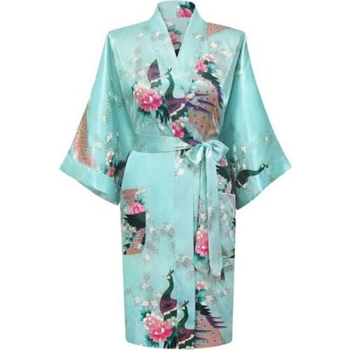 New Brand Designer Female Nightdress Bridesmaid Bride Wedding Sexy Short Robe Gown Print Kimono Summer Home Dress D125-02