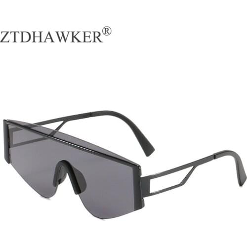 2021 New Fashion Personalized Ocean Piece Square Integrated Sunglasses Womens Fashion Hip Hop Metal Large Frame Glasses UV400